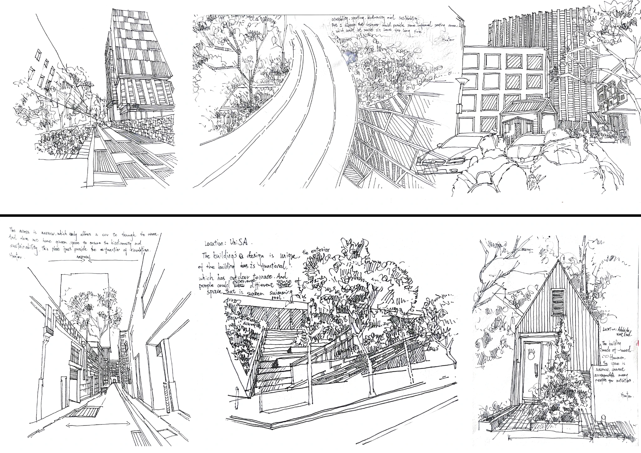 Observational urban and architectural sketches