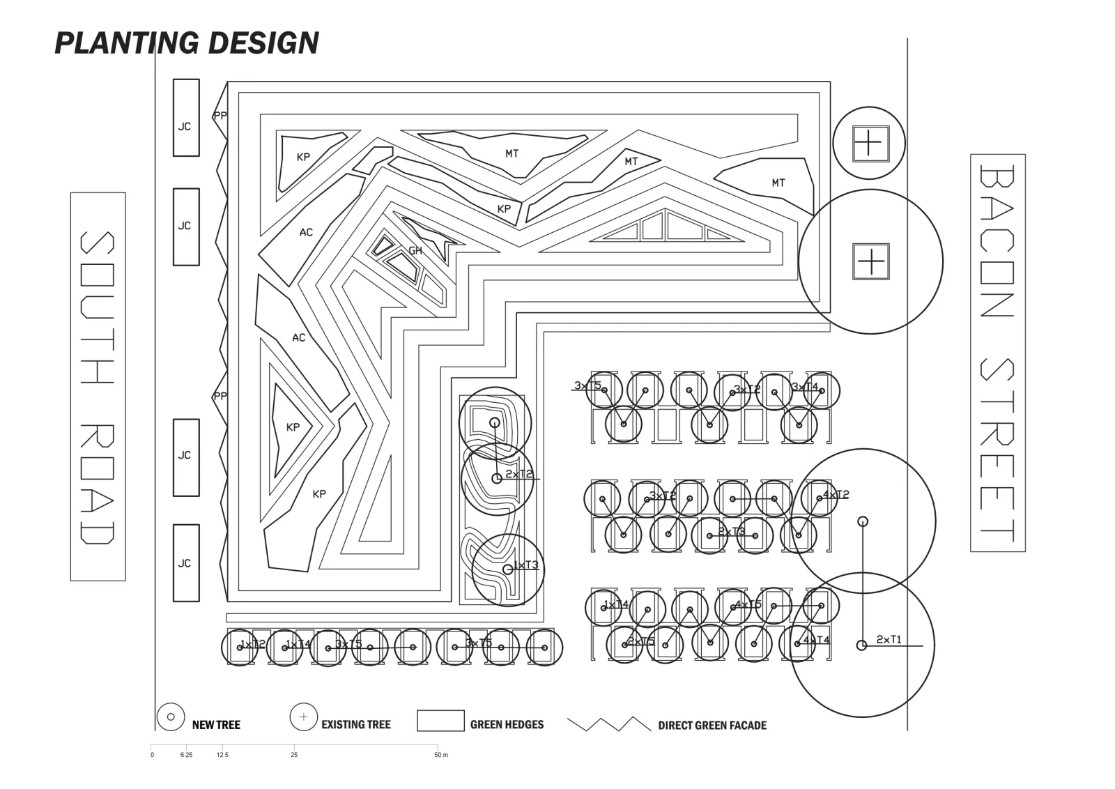 Complete planting design drawing for Gilles Street, Adelaide