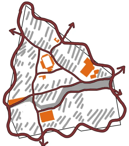 Diagram organising the site into a spatial framework