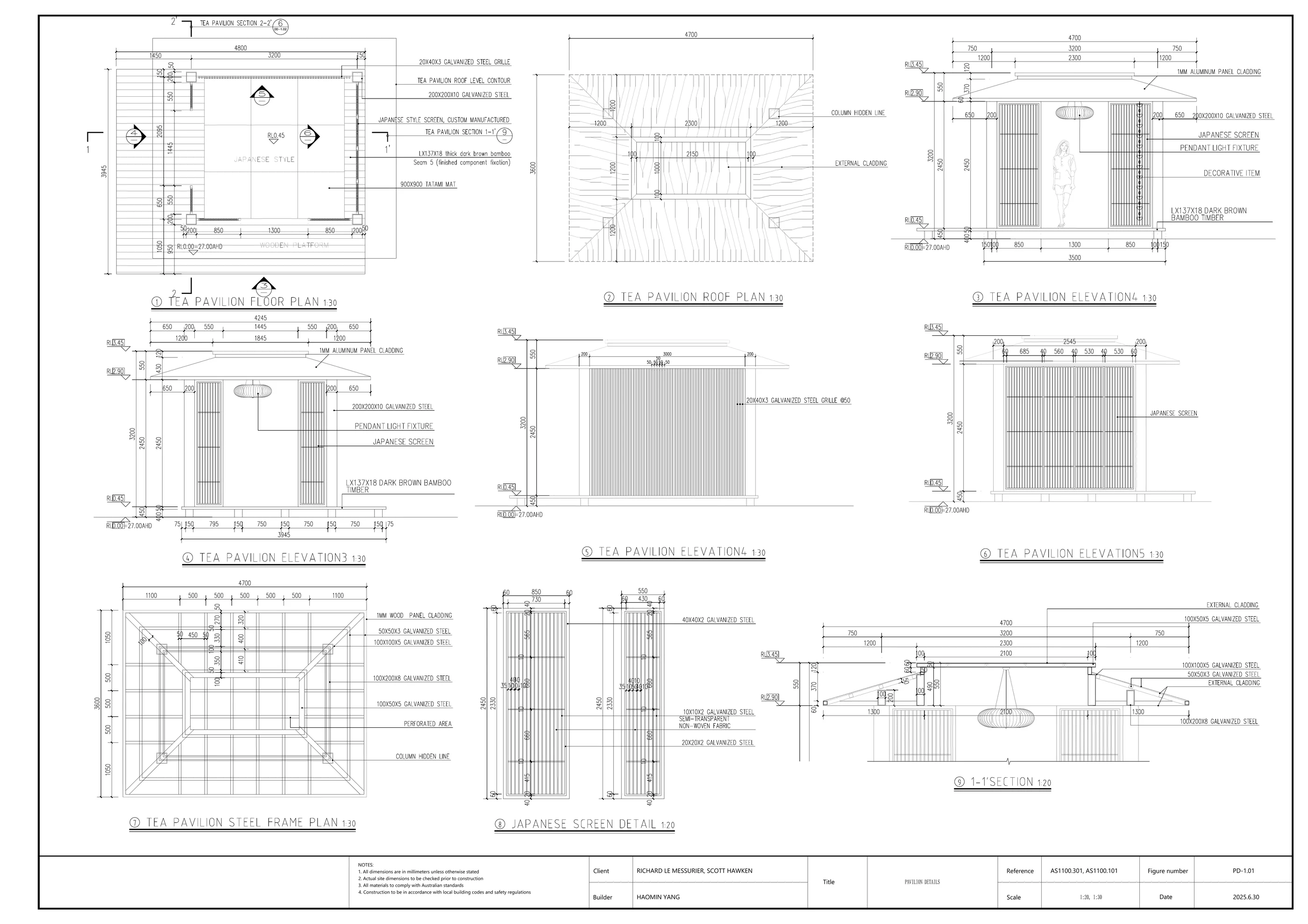 Close-up preview of pavilion section and construction detailing